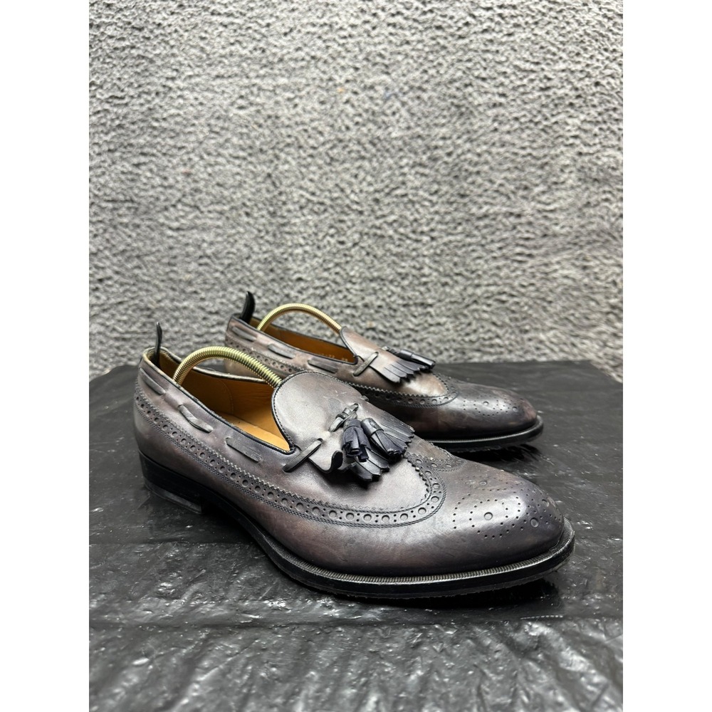Vintage 80s Gucci Leather Wingtip Kiltie Slip On Loafers Brown Mens Size 8.5 US - Picture 1 of 13
